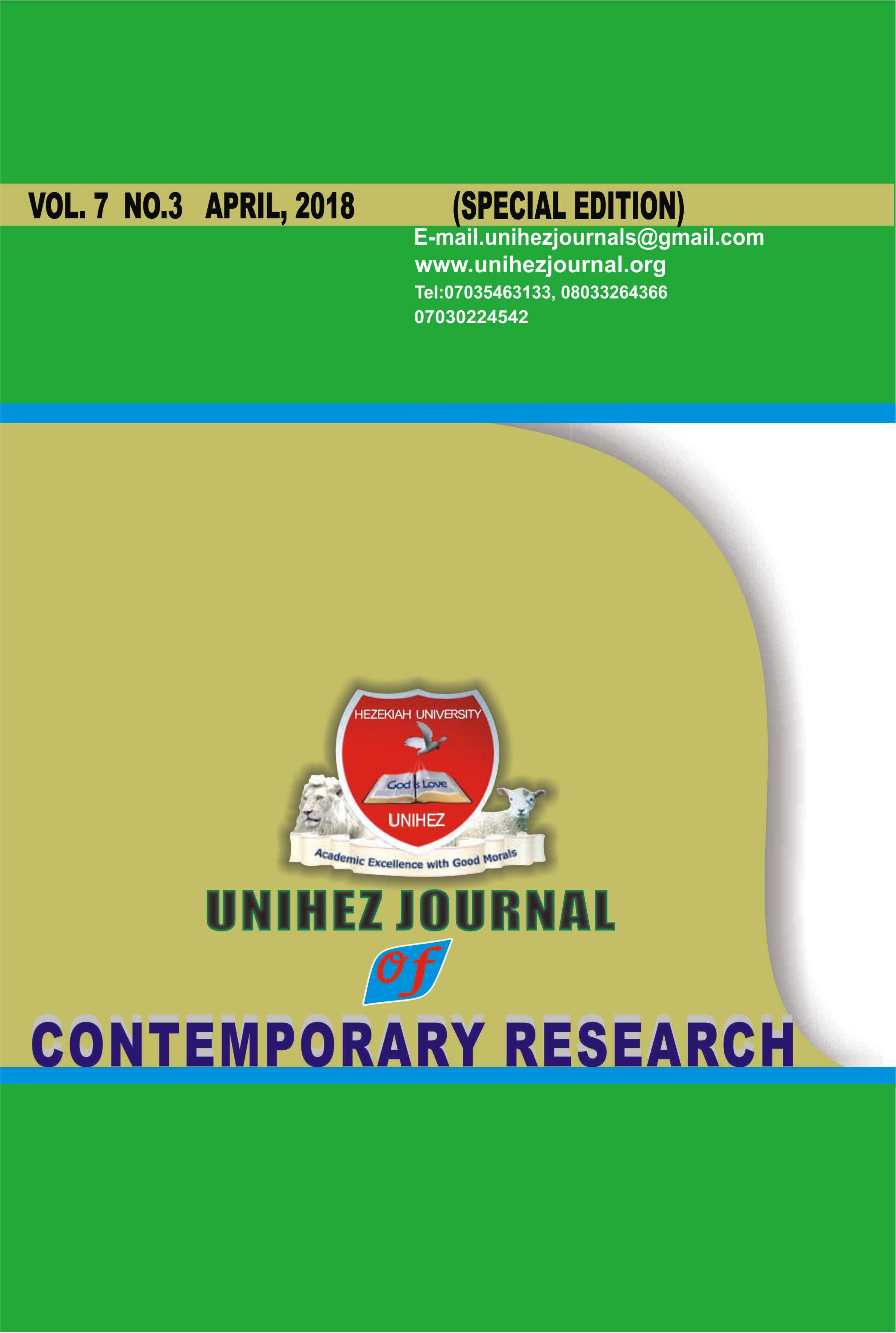 UNIHEZ JOURNAL OF CONTEMPORARY RESEARCH